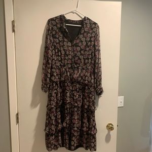 Loveshackfancy dark floral tiered dress